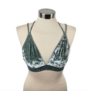 PINK Victoria's Secret Velvet Green Cross Back Bralette